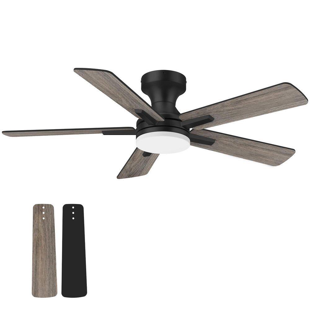52 in. Smart Outdoor Indoor Black Flush Mount Ceiling Fan with RGB LED Lights and APP/Remote Control, Dimmable, 6-Speeds price history on PriceWatchPro