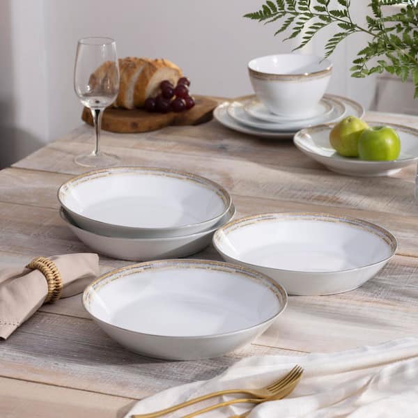 Raylan 9.75 in. 43 oz. (White) Porcelain Coupe Dinner Bowls (Set of 4)