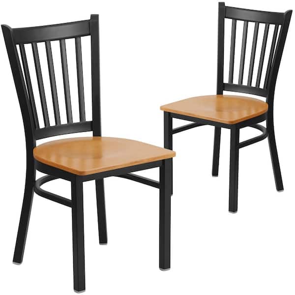 Carnegy Avenue Natural Wood Seat/Black Metal Frame Restaurant Chairs (Set of 2)