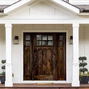 60 in. x 80 in. Craftsman Alder 2-Panel Right-Hand/Inswing 6-Lite Clear Glass Black Stain Wood Prehung Front Door w/DSL