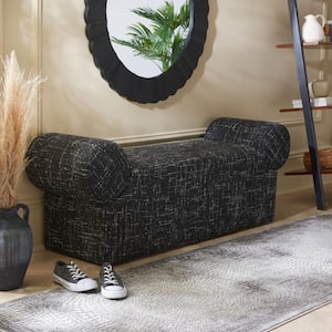 Algernon Black/White Entryway Bench With Cushion 71.65 in.