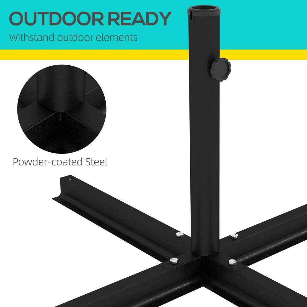 Black Steel Outdoor Cross Brace Umbrella Stand