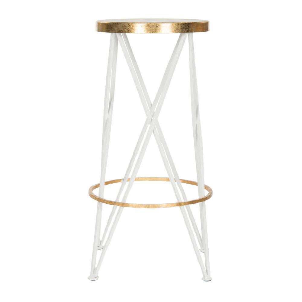 Hester 30" White and Gold Metal Bar Stool