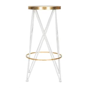 Hester 30 in. White and Gold Bar Stool