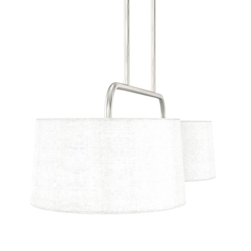 Cottage Hill Brushed Nickel 4-Light Linear Island Pendant with Off-White Linen Shade