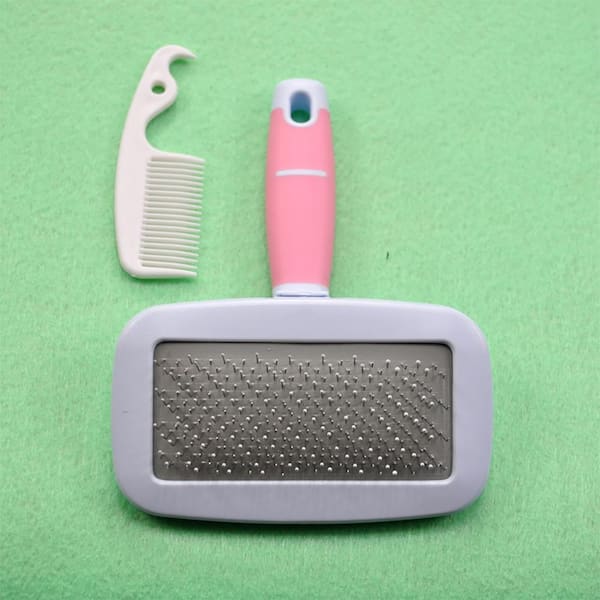 Wellco Self Cleaning Pet Brush Dematting Tools for Shedding, Hair and Fleas Removal in Dogs and Cats, Pink, 2-Pack