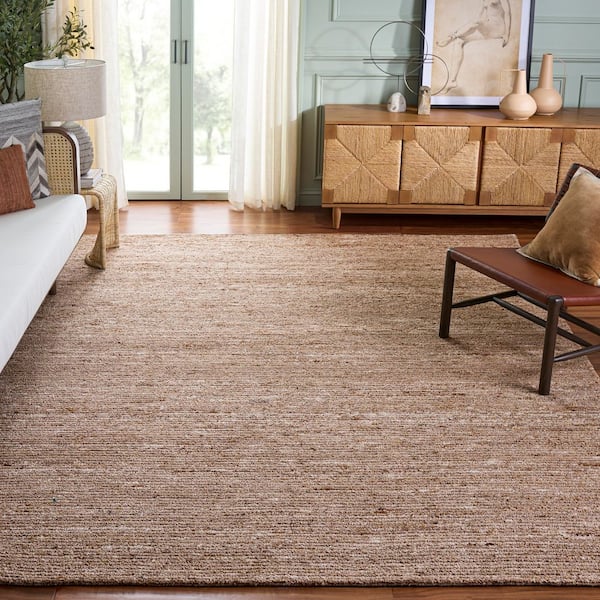 Earthly 6 ft. x 9 ft. Brown Flecked Solid Area Rug