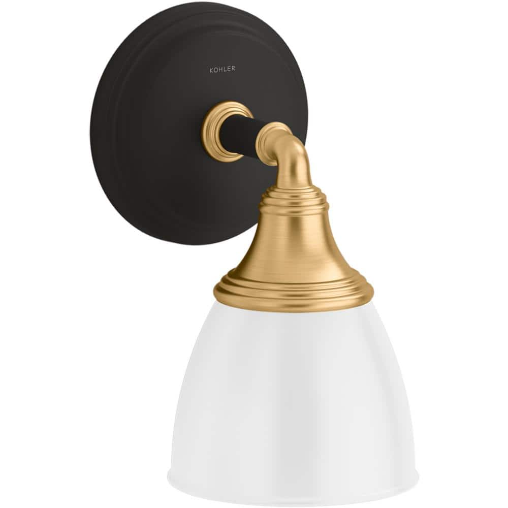 Devonshire 6'' Black and Brass Vintage Bathroom Wall Sconce