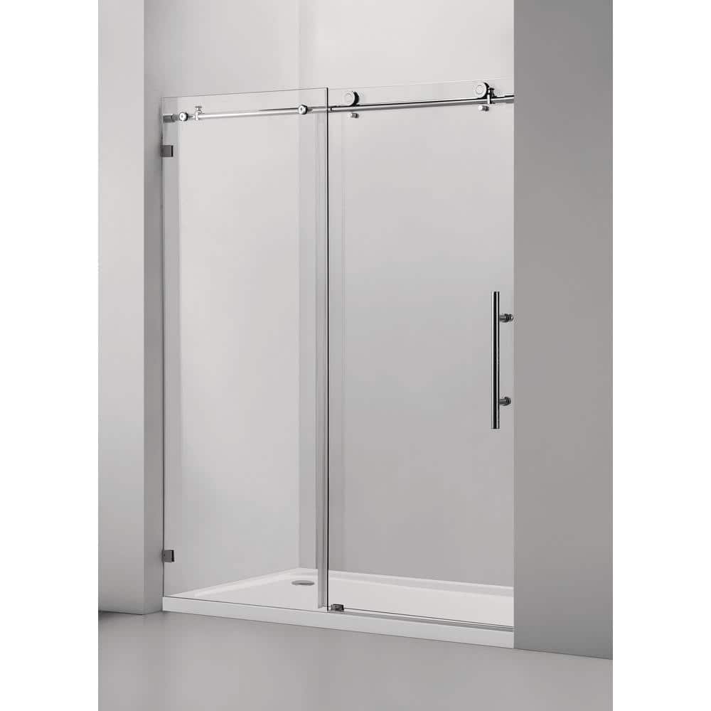 Vanity Art 76 in. H x 60 in. W Frameless Sliding Shower Door in Brushed Nickel with Clear Tempered Glass -  VASSD6076CH
