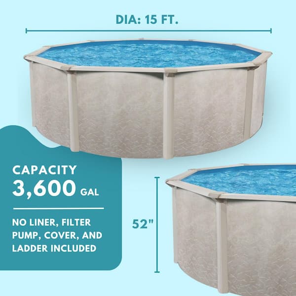 Phoenix 15 ft. Round 52 in. Deep Above Ground Pool Set