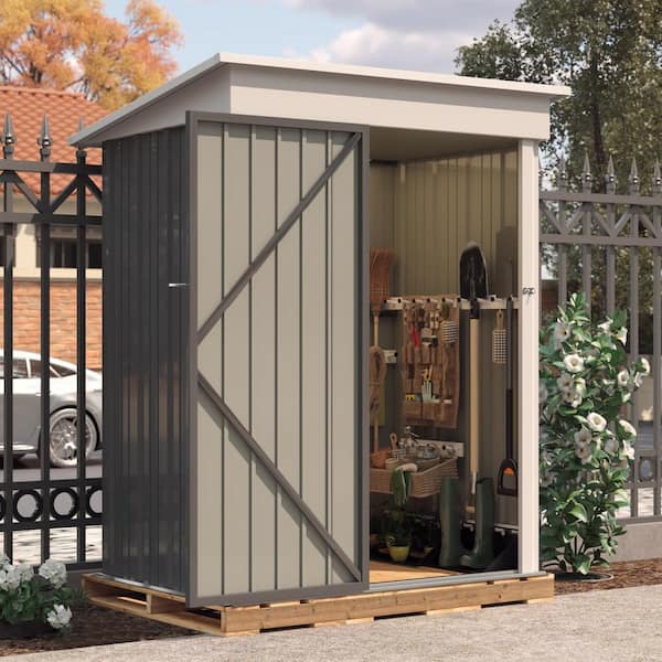 5 ft. W x 3 ft. D Outdoor Storage Metal Shed Utility Patio Shed for Garden and Backyard 15 sq. ft. in Gray