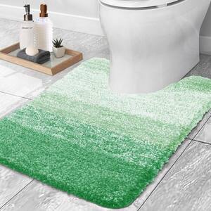 20 in. x 20 in. Green Stripe Microfiber Square Contour Bath Rugs