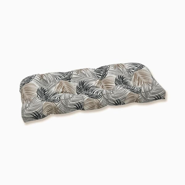 Pillow Perfect Tropical Rectangular Outdoor Bench Cushion in Black