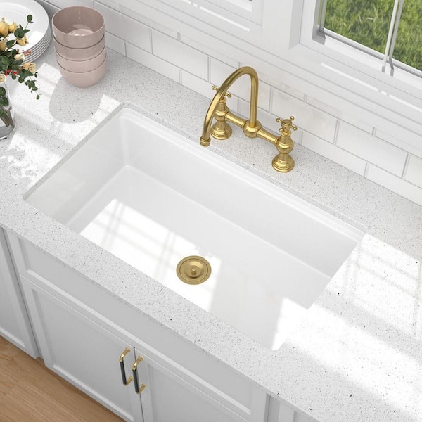 LORDEAR 33 in. Undermount Single Bowl Ceramic Workstation Kitchen