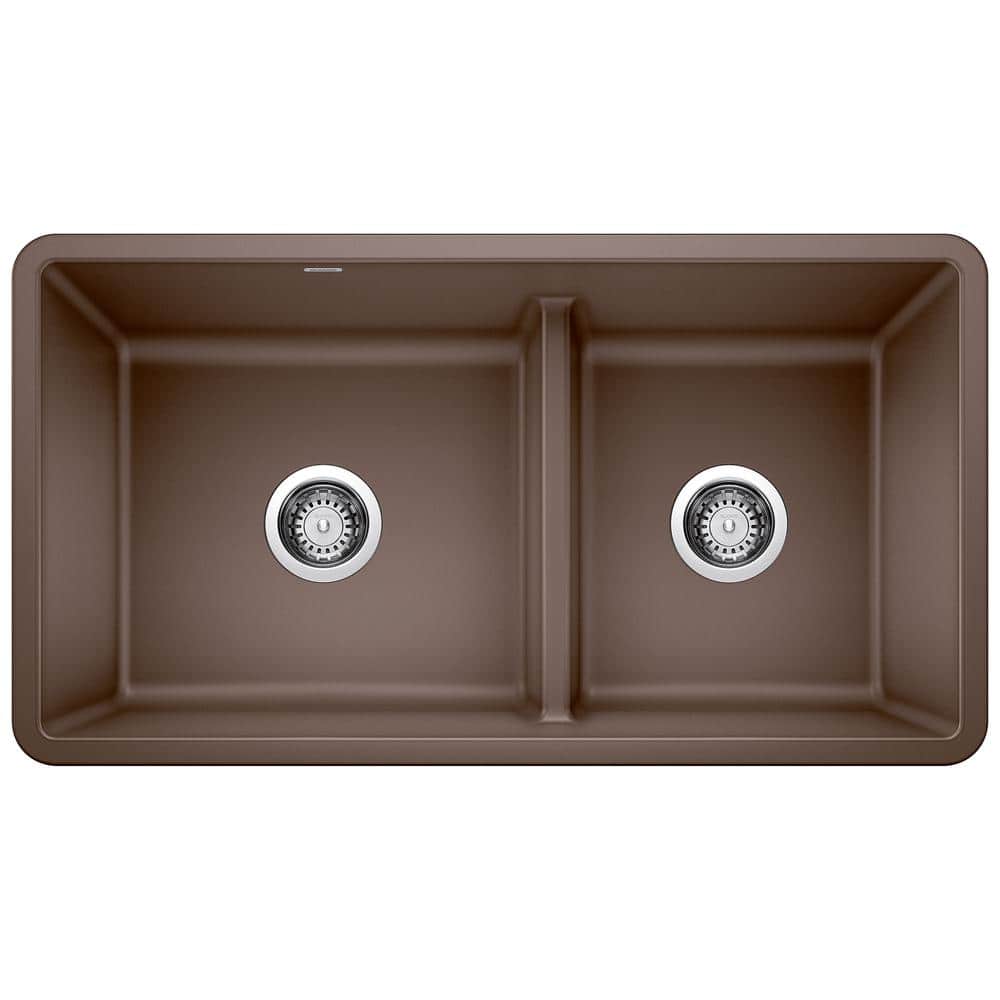 Precis Undermount Granite 33 in. x 18 in. 60/40 Double Bowl Kitchen Sink in