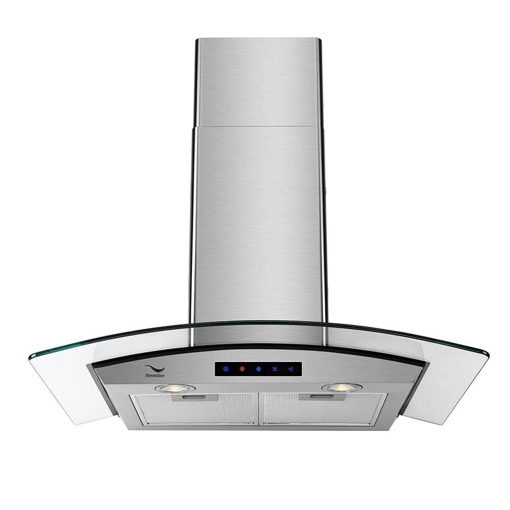 Streamline 36 in. Convertible Stainless Steel Wall Mount Range Hood with Aluminum Mesh Filters, LED Lights, Touch Control, Silver