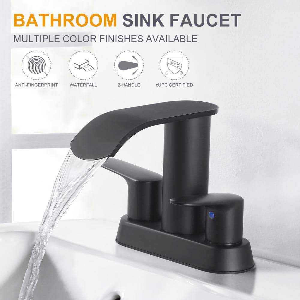 Matte Black Stainless Steel Double Handle Waterfall Faucet