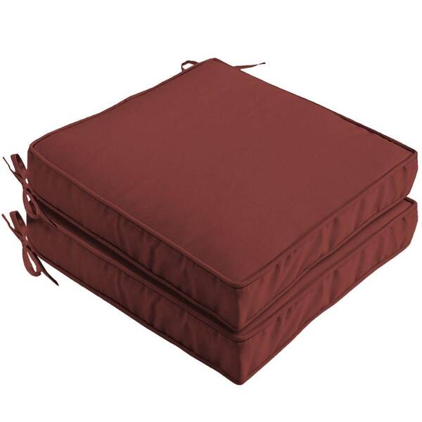 Hampton Bay Chili Solid Outdoor Seat Cushion (2-Pack)