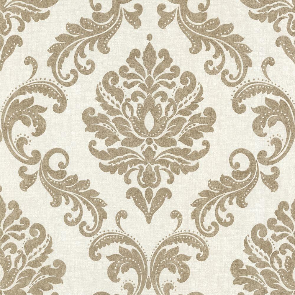 Beacon House Sebastion Gold Damask Paper Strippable Roll Wallpaper Covers 56 Sq Ft 450 67359 The Home Depot