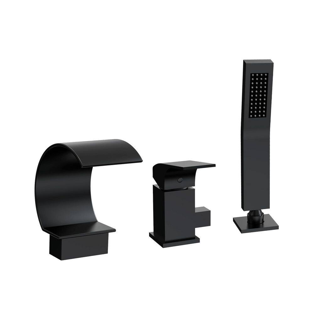 Deluxe High Arc Bathtub Faucet Single-Handle Deck Mount Roman Tub Faucet with Hand Shower in Matte Black Valve Included price history on PriceWatchPro
