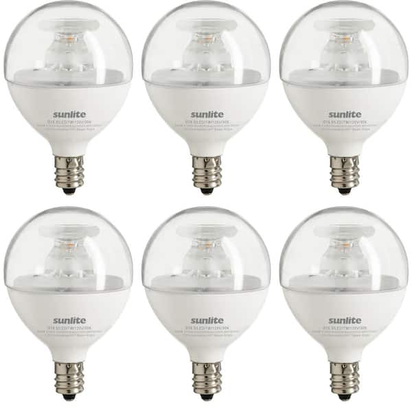 Sunlite 60-Watt Equivalent G16.5 Clear Dimmable Candelabra E12 Base LED Light Bulb 3000K (6-Pack)