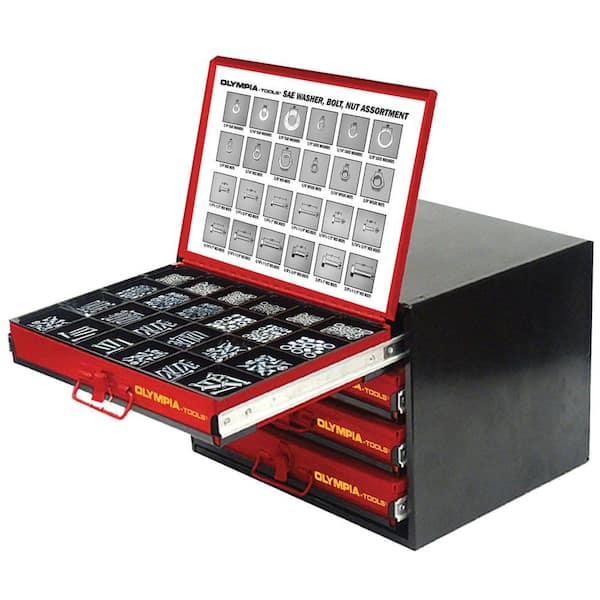 OLYMPIA 96-Compartment Small Parts Organizer Complete Kit, Red and Black