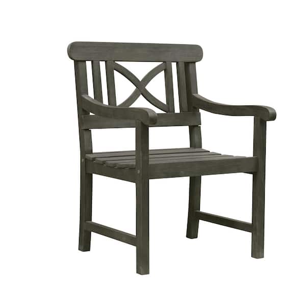 HOTEBIKE Gray Wash Acacia Wood Outdoor Patio Lounge Chair
