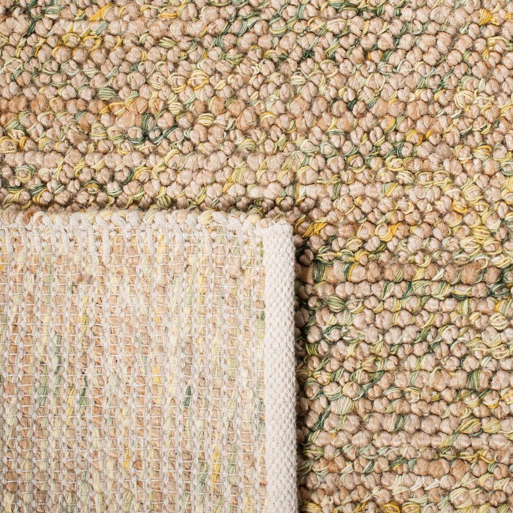Natural and Green Hand-Knotted Wool 8' x 10' Area Rug