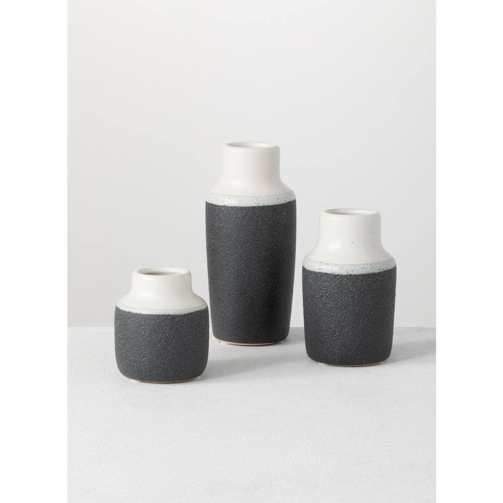Trio of Timeless Ceramic Vases in White and Black