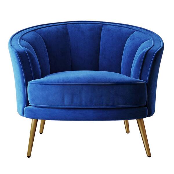 blue velvet barrel chair