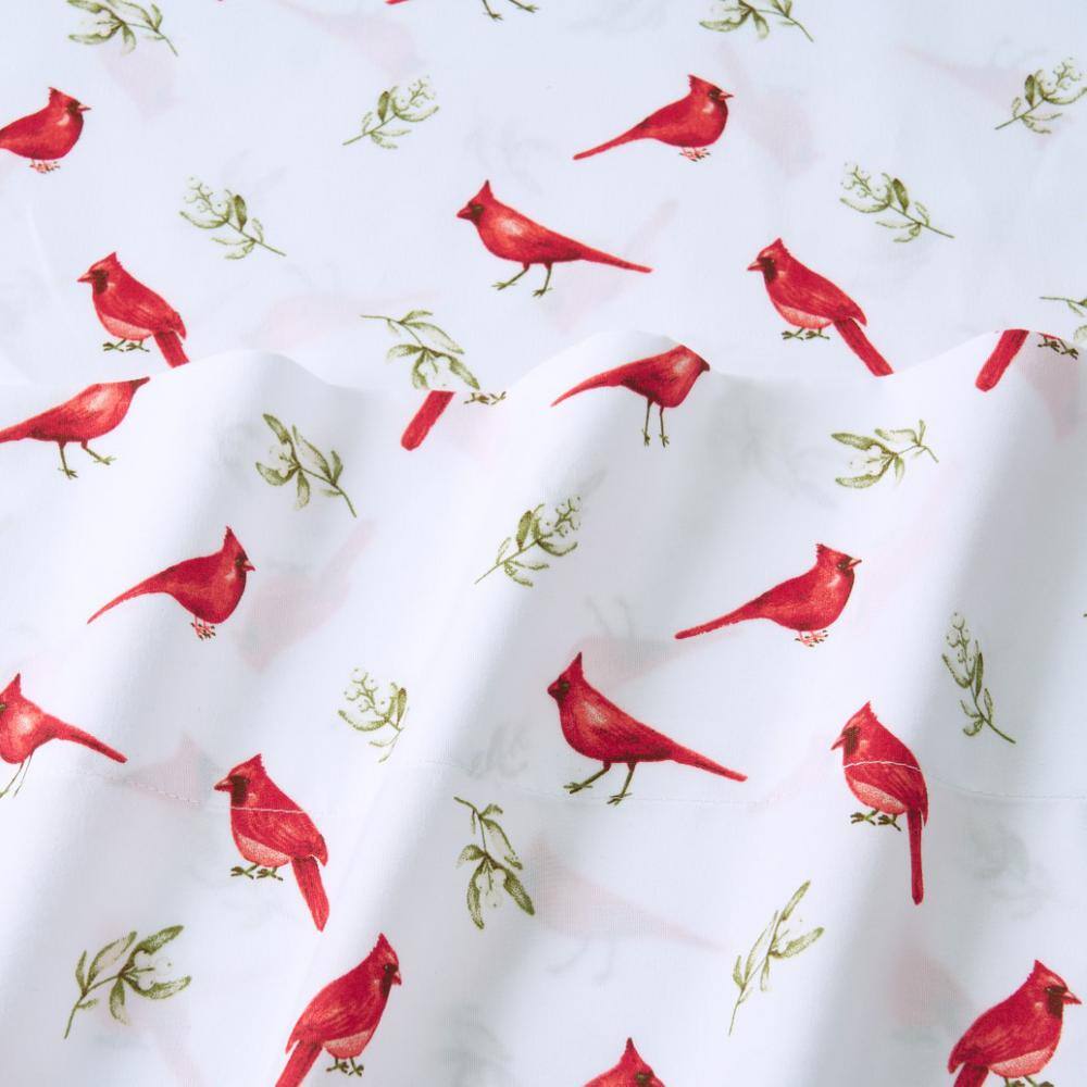 Snow Birds White Microfiber Queen Sheet Set