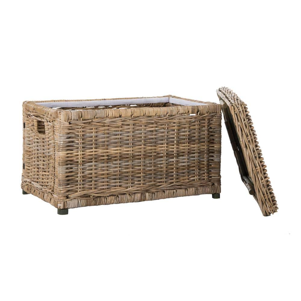 Elijah Natural Wicker Storage Trunk with Removable Lid