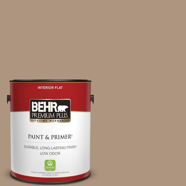 BEHR PREMIUM PLUS 1 gal. Home Decorators Collection #HDC-SP14-5 Mocha Tan Flat Low Odor Interior Paint & Primer