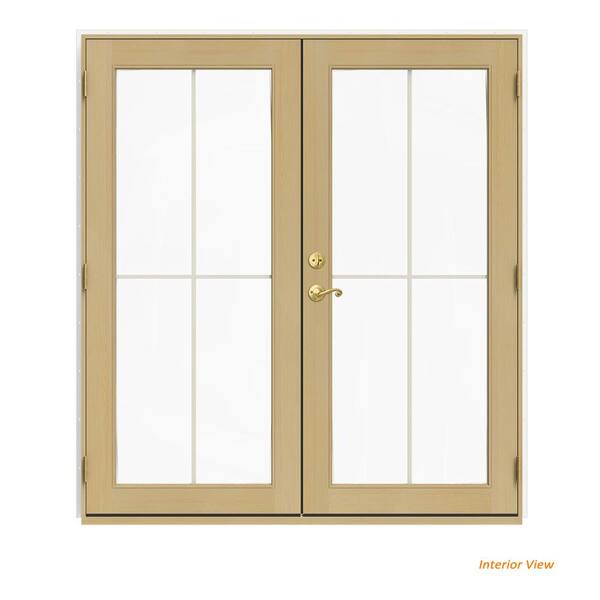 JELD-WEN 72 in. x 80 in. W-2500 White Clad Wood Left-Hand 4 Lite French Patio Door w/Unfinished Interior