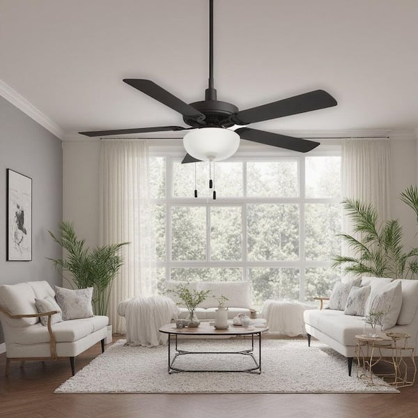 Contractor Uni-Pack 52 in. LED Indoor Coal Black Ceiling Fan with Light Kit