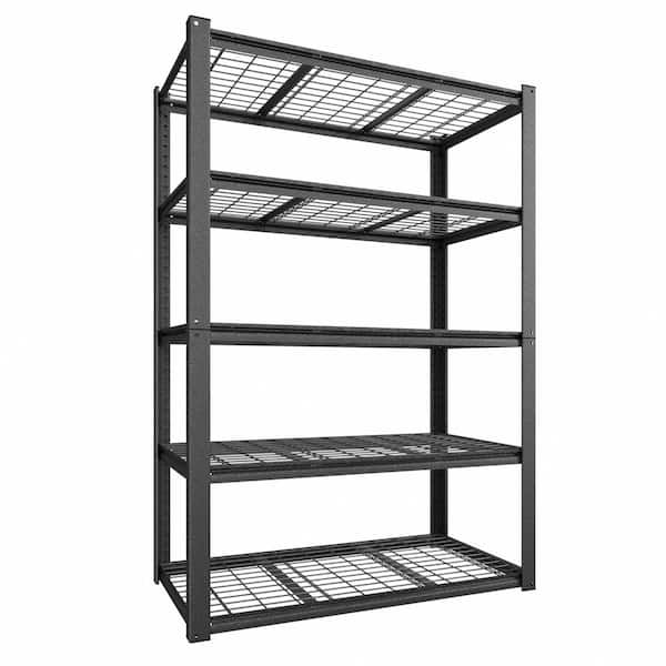 VEIKOUS 72.05 in. Tall Black Metal 5 Shelf Garage Storage Shelving Unit Standard Bookcase with Adjustable Shelves HP1106 03 B1 The Home Depot