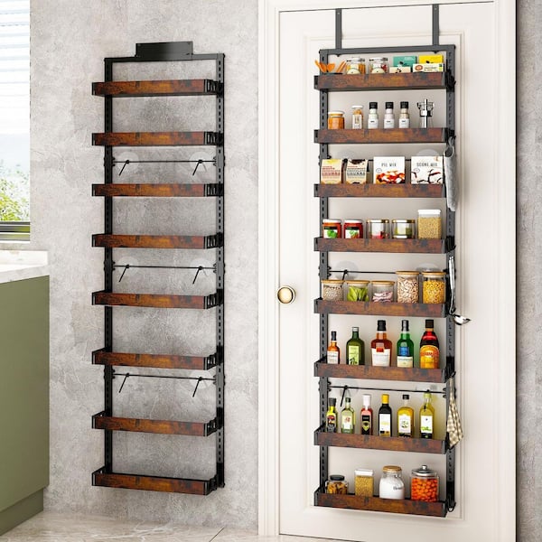 Numhew 6-Shelf Black and Brown Over the Door Pantry Organizer