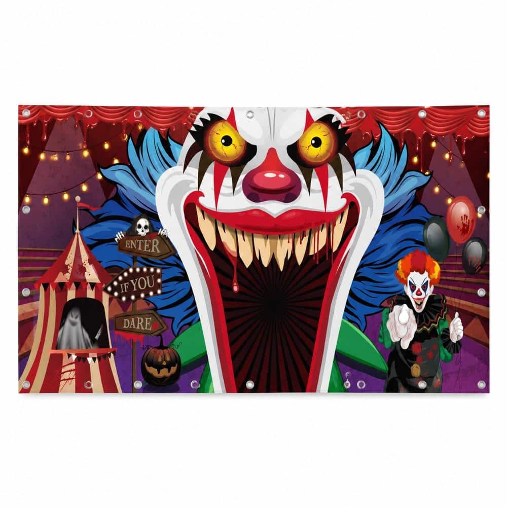 Evil Clown Halloween Garage Door Cover with LED Light Strip, Polyester Backdrop and 8 Grommets for Halloween Parties price history on PriceWatchPro