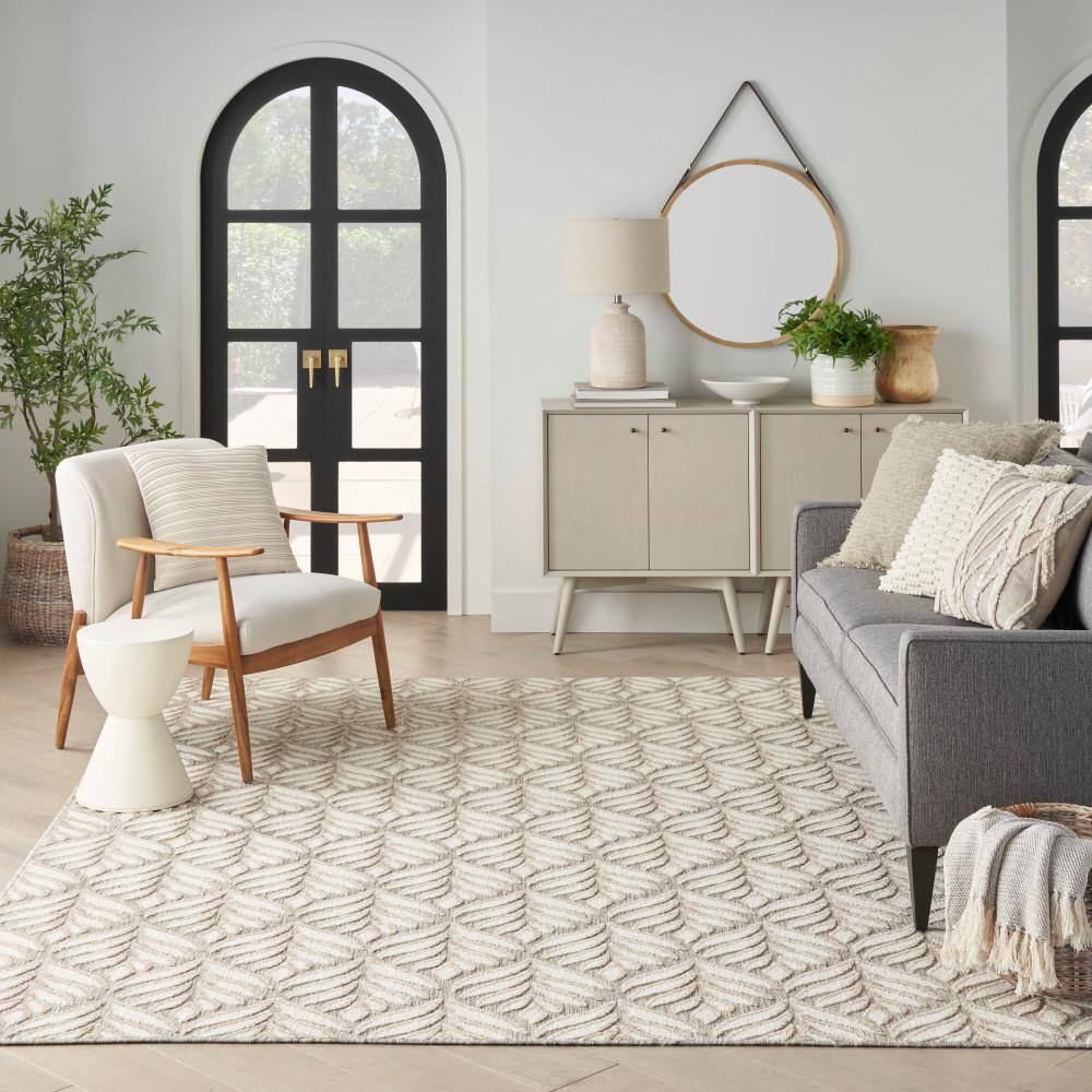 Silver Grey Tropical Palm 6' x 9' Flatwoven Synthetic Rug