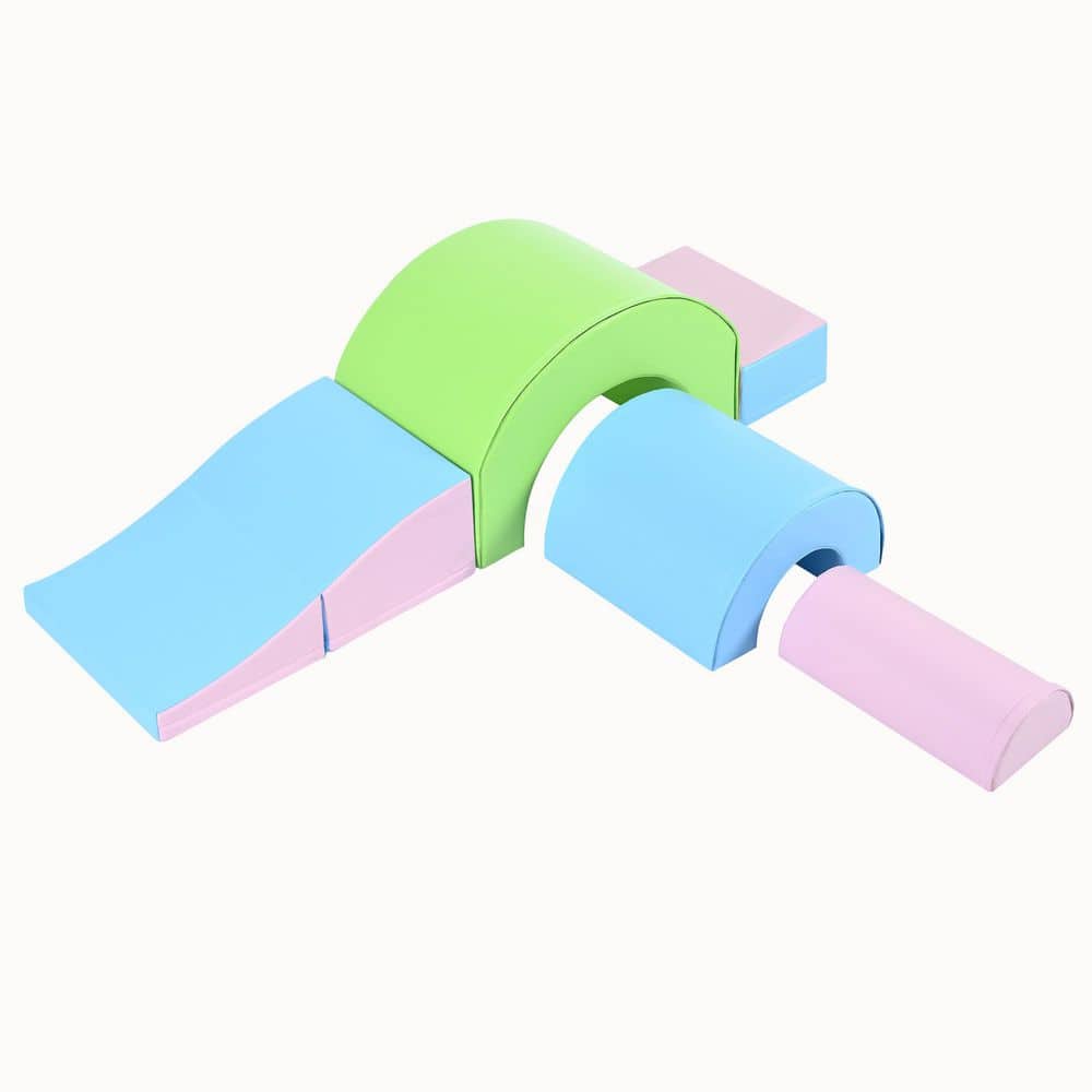 5-Piece Green Multicolor Indoor Soft Climb and Crawl Foam Playset