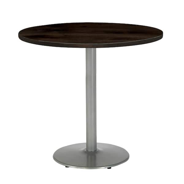Unbranded Urban Loft 36 in. Round Espresso Solid Wood Bistro Table with Round Silver Steel Frame (Seats 4)