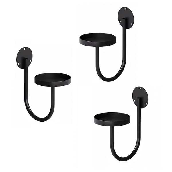 10.1 in. x 6.7 in. Black Metal Wall Mounted Wall Planter for Indoor Plants Wall Plant Holder (3-Pack)