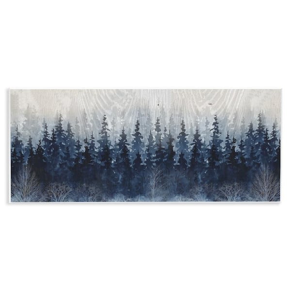 Stupell Industries Rustic Blue Forest Tree Line by Carol Robinson 1 Piece Unframed Nature Graphic Art Print 17 in. x 7 in.