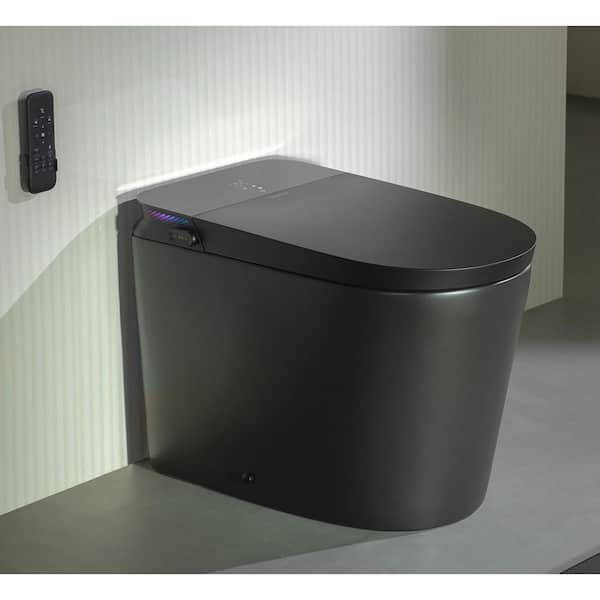 Elongated ADA Smart Bidet Toilet 1.1 GPF in Black with Ultra-Quiet and Quick Flush, 1000g MaP, Foam Shield, Auto Open