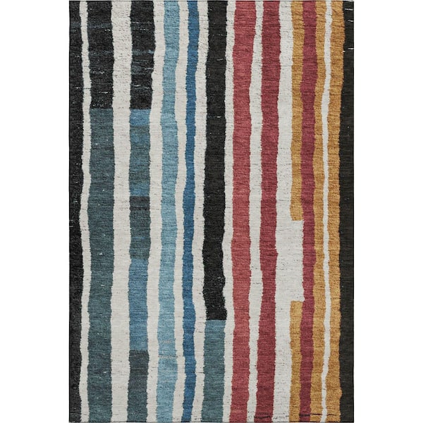 Mayfield Premium Machine Washable Abstract AMF1961 Black 3 ft. x 4 ft. Area Rug