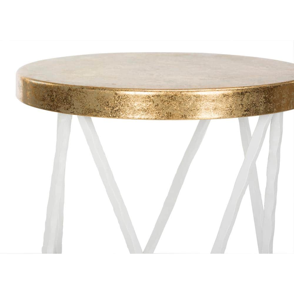 Hester 30" White and Gold Metal Bar Stool