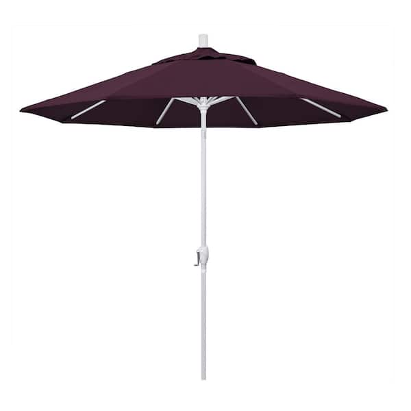California Umbrella 9 ft. Aluminum Market Push Tilt - M White Patio Umbrella in Purple Pacifica