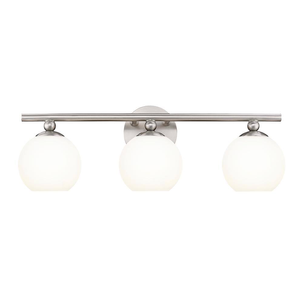 Neoma 21.75 in. 3-Light Brushed Nickel Vanity Light with Opal Etched Glass 