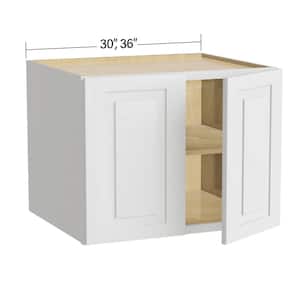 Grayson Pacific White Painted Plywood Shaker Assembled Wall Kitchen Cabinet Soft Close 30 in W x 24 in D x 24 in H