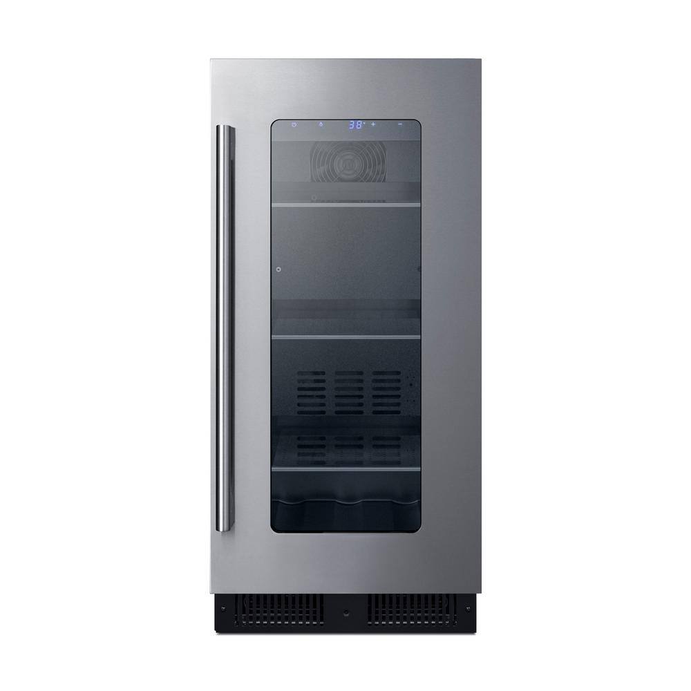 Silver Glass Door Undercounter Beverage Center with Digital Thermostat